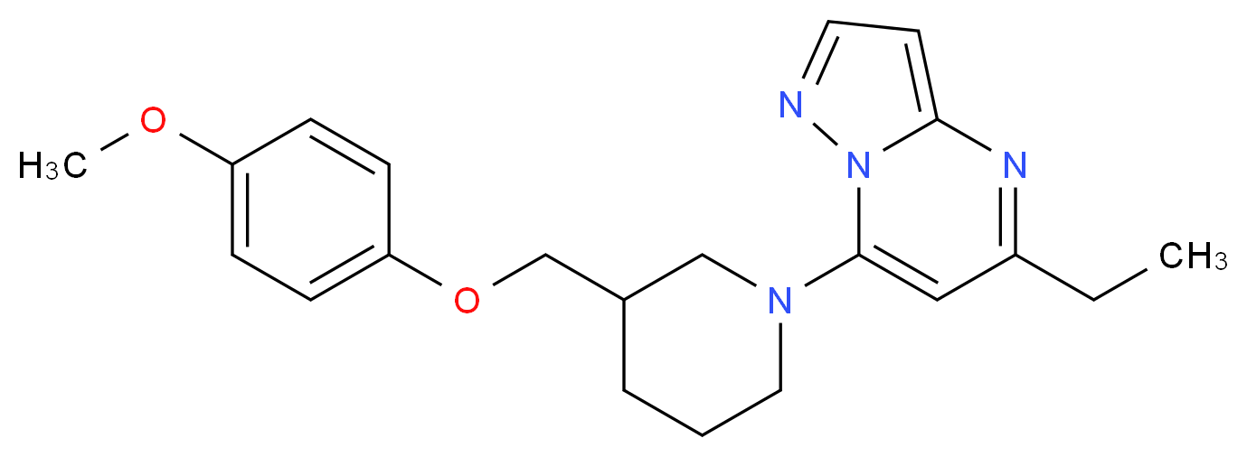 5-ethyl-7-{3-[(4-methoxyphenoxy)methyl]-1-piperidinyl}pyrazolo[1,5-a]pyrimidine_分子结构_CAS_)