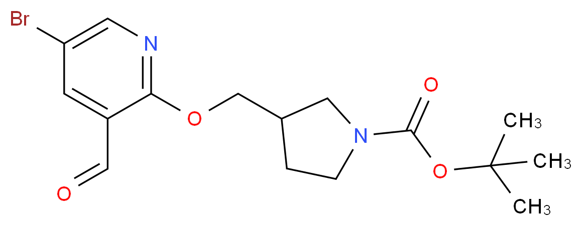 tert-Butyl 3-((5-bromo-3-formylpyridin-2-yloxy)methyl)pyrrolidine-1-carboxylate_分子结构_CAS_1203499-20-0)