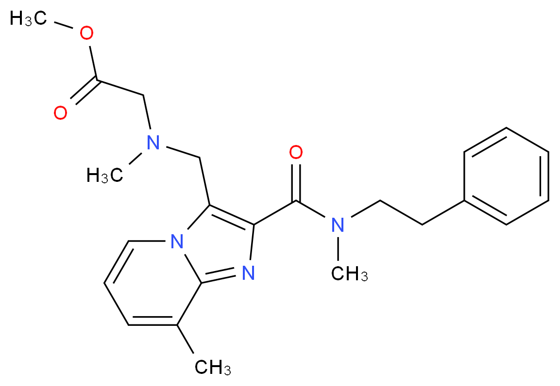 methyl N-methyl-N-[(8-methyl-2-{[methyl(2-phenylethyl)amino]carbonyl}imidazo[1,2-a]pyridin-3-yl)methyl]glycinate_分子结构_CAS_)