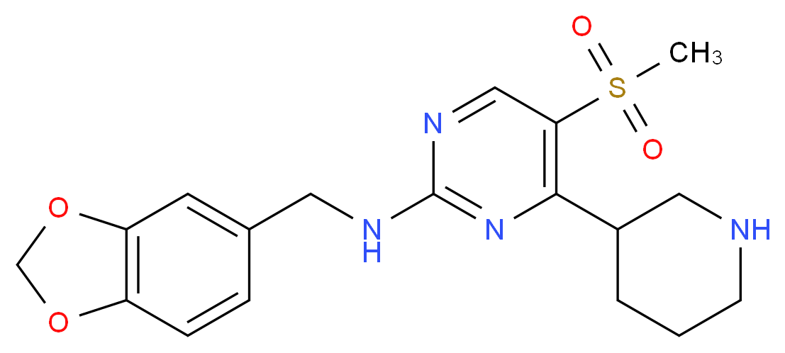 N-(1,3-benzodioxol-5-ylmethyl)-5-(methylsulfonyl)-4-piperidin-3-ylpyrimidin-2-amine_分子结构_CAS_)