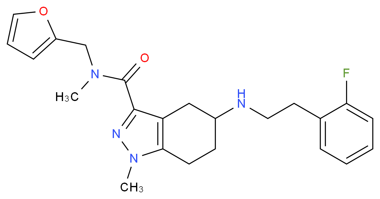 5-{[2-(2-fluorophenyl)ethyl]amino}-N-(2-furylmethyl)-N,1-dimethyl-4,5,6,7-tetrahydro-1H-indazole-3-carboxamide_分子结构_CAS_)