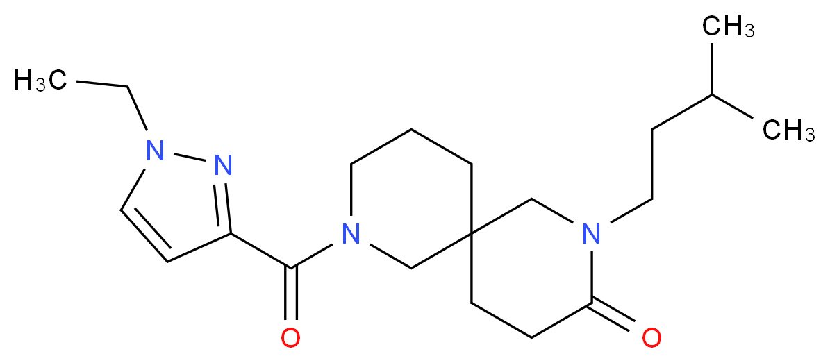 8-[(1-ethyl-1H-pyrazol-3-yl)carbonyl]-2-(3-methylbutyl)-2,8-diazaspiro[5.5]undecan-3-one_分子结构_CAS_)