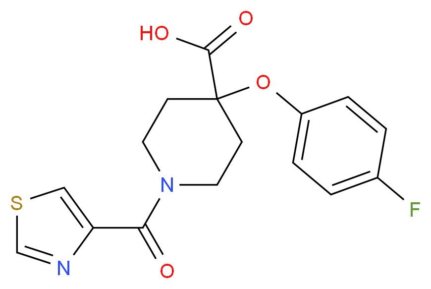4-(4-fluorophenoxy)-1-(1,3-thiazol-4-ylcarbonyl)piperidine-4-carboxylic acid_分子结构_CAS_)