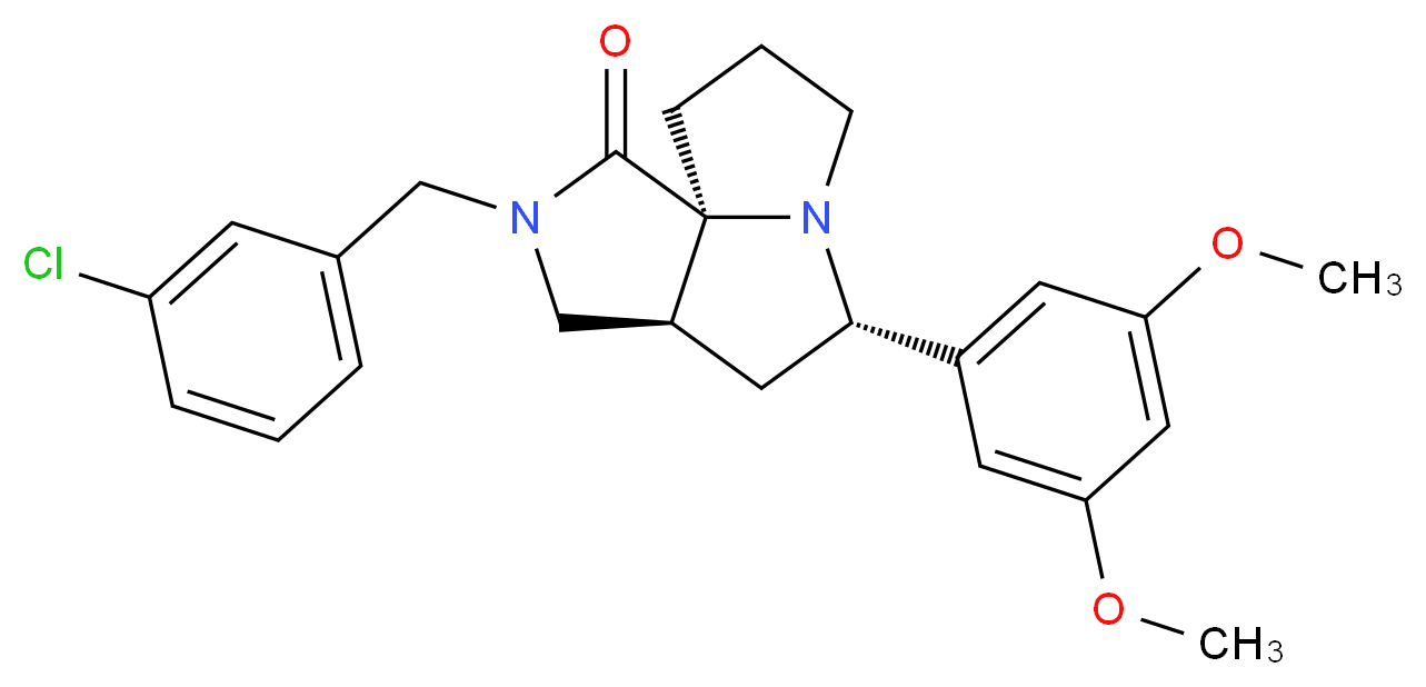 (3aS*,5S*,9aS*)-2-(3-chlorobenzyl)-5-(3,5-dimethoxyphenyl)hexahydro-7H-pyrrolo[3,4-g]pyrrolizin-1(2H)-one_分子结构_CAS_)