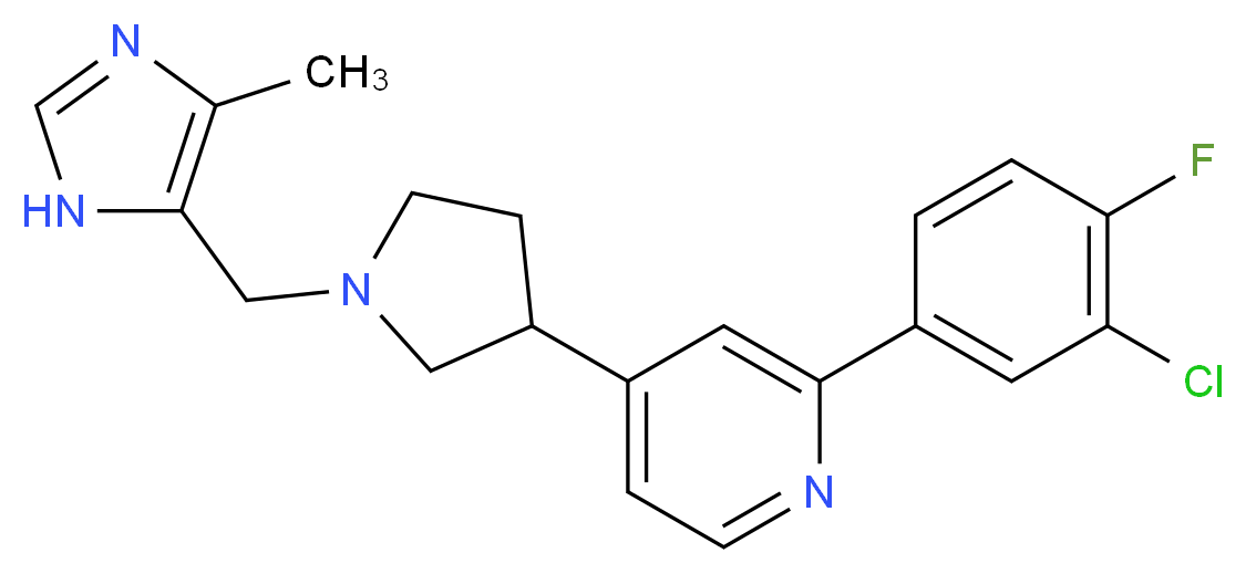 2-(3-chloro-4-fluorophenyl)-4-{1-[(4-methyl-1H-imidazol-5-yl)methyl]pyrrolidin-3-yl}pyridine_分子结构_CAS_)