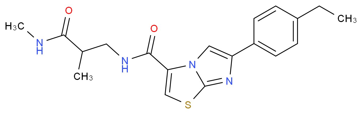 6-(4-ethylphenyl)-N-[2-methyl-3-(methylamino)-3-oxopropyl]imidazo[2,1-b][1,3]thiazole-3-carboxamide_分子结构_CAS_)