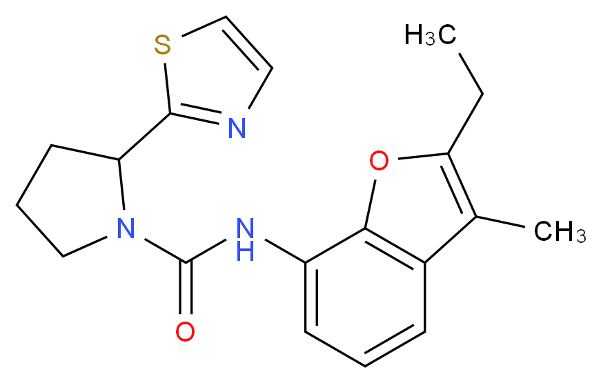 N-(2-ethyl-3-methyl-1-benzofuran-7-yl)-2-(1,3-thiazol-2-yl)pyrrolidine-1-carboxamide_分子结构_CAS_)
