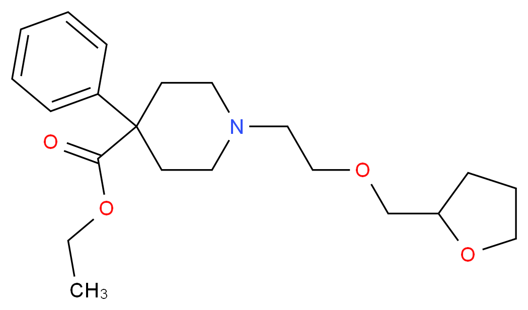 ethyl 1-[2-(oxolan-2-ylmethoxy)ethyl]-4-phenylpiperidine-4-carboxylate_分子结构_CAS_2385-81-1