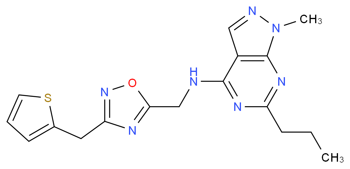 1-methyl-6-propyl-N-{[3-(2-thienylmethyl)-1,2,4-oxadiazol-5-yl]methyl}-1H-pyrazolo[3,4-d]pyrimidin-4-amine_分子结构_CAS_)