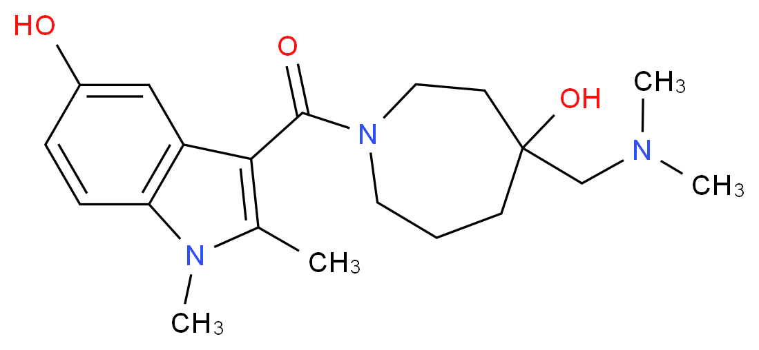 3-({4-[(dimethylamino)methyl]-4-hydroxy-1-azepanyl}carbonyl)-1,2-dimethyl-1H-indol-5-ol_分子结构_CAS_)