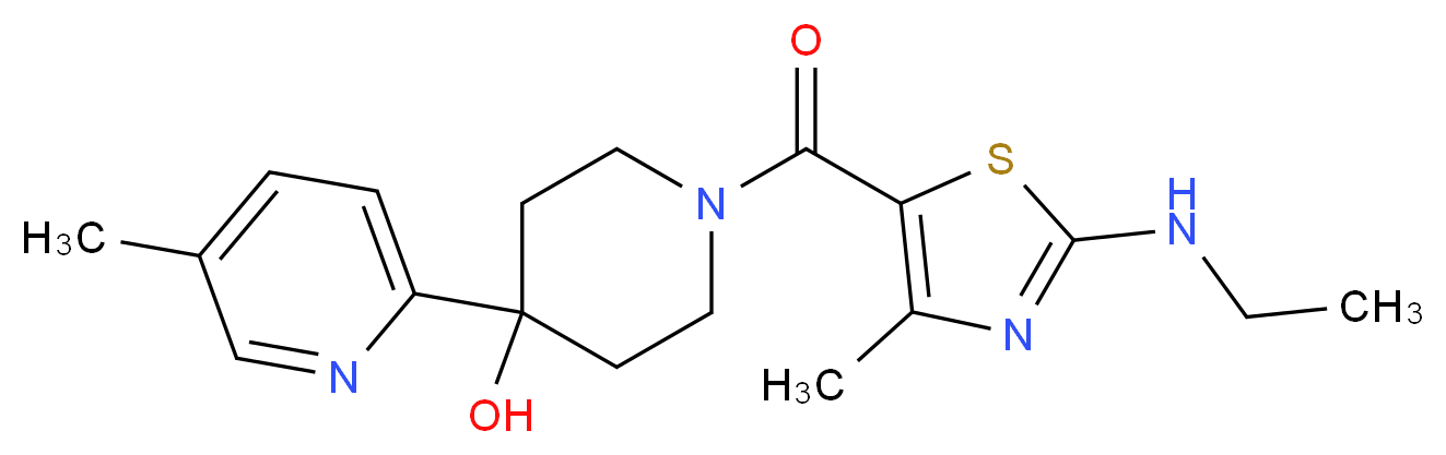 1-{[2-(ethylamino)-4-methyl-1,3-thiazol-5-yl]carbonyl}-4-(5-methylpyridin-2-yl)piperidin-4-ol_分子结构_CAS_)