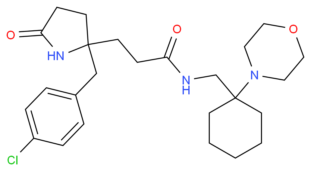 3-[2-(4-chlorobenzyl)-5-oxo-2-pyrrolidinyl]-N-{[1-(4-morpholinyl)cyclohexyl]methyl}propanamide_分子结构_CAS_)