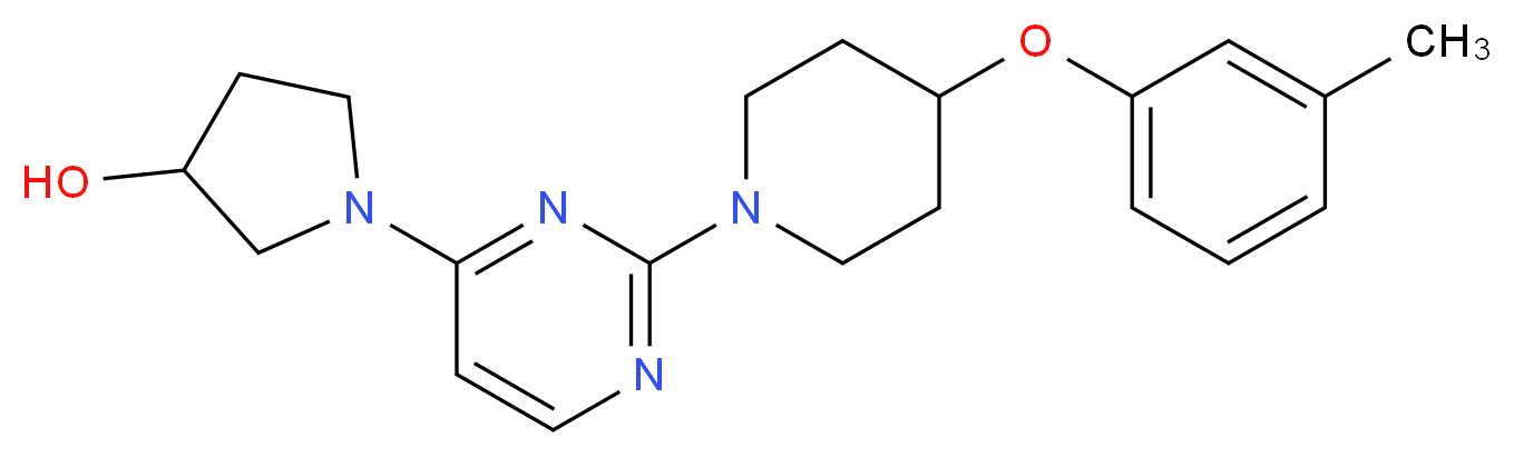 1-{2-[4-(3-methylphenoxy)-1-piperidinyl]-4-pyrimidinyl}-3-pyrrolidinol_分子结构_CAS_)