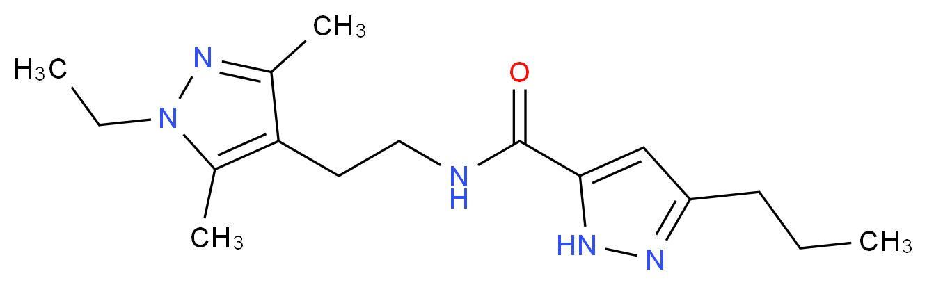 N-[2-(1-ethyl-3,5-dimethyl-1H-pyrazol-4-yl)ethyl]-3-propyl-1H-pyrazole-5-carboxamide_分子结构_CAS_)