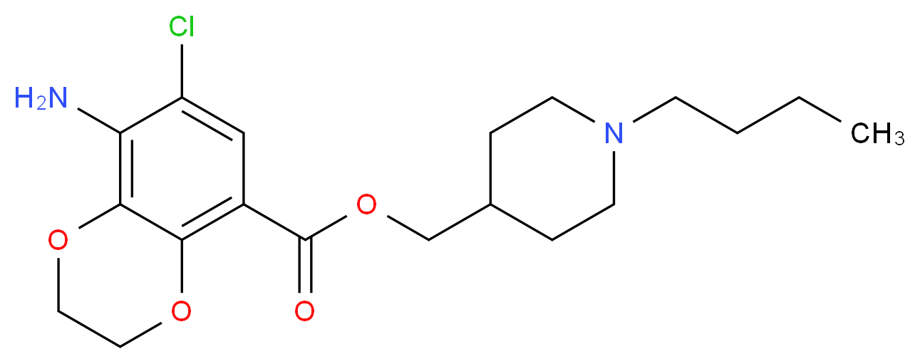 (1-butylpiperidin-4-yl)methyl 8-amino-7-chloro-2,3-dihydro-1,4-benzodioxine-5-carboxylate_分子结构_CAS_148688-01-1