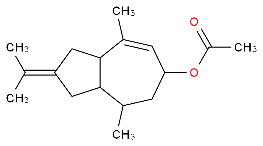 4,8-dimethyl-2-(propan-2-ylidene)-1,2,3,3a,4,5,6,8a-octahydroazulen-6-yl acetate_分子结构_CAS_62563-80-8