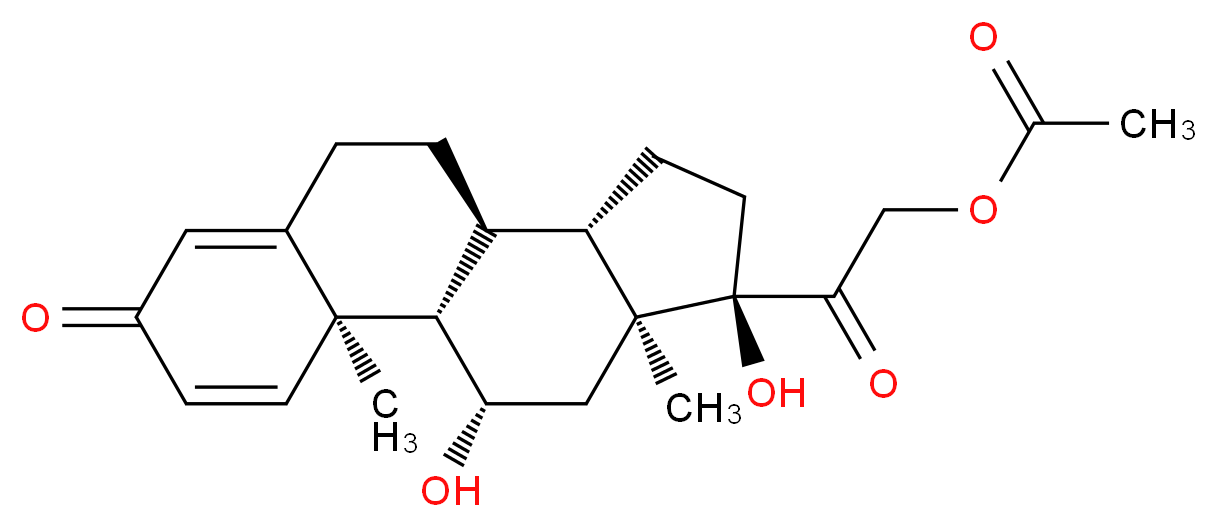 2-[(1S,2R,10S,11S,14R,15S,17S)-14,17-dihydroxy-2,15-dimethyl-5-oxotetracyclo[8.7.0.0^{2,7}.0^{11,15}]heptadeca-3,6-dien-14-yl]-2-oxoethyl acetate_分子结构_CAS_52-21-1