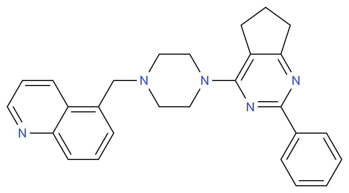5-{[4-(2-phenyl-6,7-dihydro-5H-cyclopenta[d]pyrimidin-4-yl)-1-piperazinyl]methyl}quinoline_分子结构_CAS_)