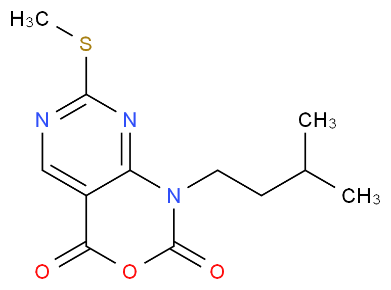 1-Isopentyl-7-(methylthio)-1H-pyrimido-[4,5-d][1,3]oxazine-2,4-dione_分子结构_CAS_1186049-75-1)