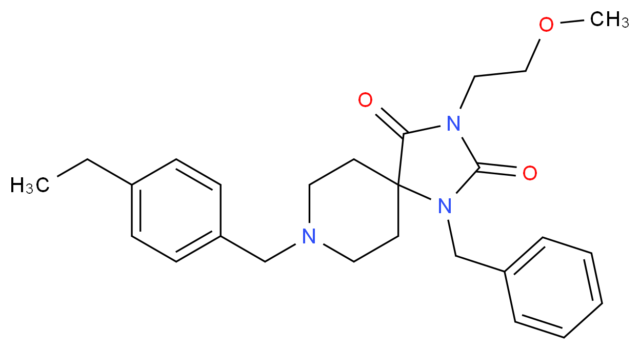 1-benzyl-8-(4-ethylbenzyl)-3-(2-methoxyethyl)-1,3,8-triazaspiro[4.5]decane-2,4-dione_分子结构_CAS_)