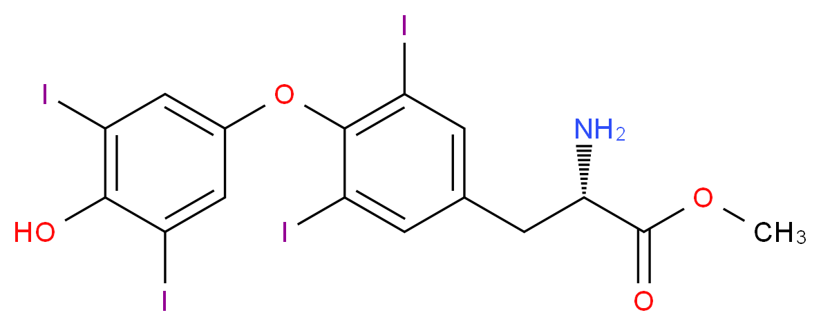 methyl (2S)-2-amino-3-[4-(4-hydroxy-3,5-diiodophenoxy)-3,5-diiodophenyl]propanoate_分子结构_CAS_32180-11-3