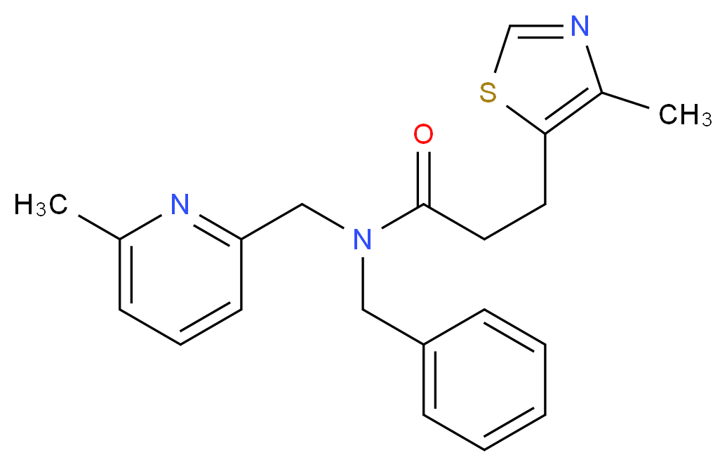 N-benzyl-N-[(6-methyl-2-pyridinyl)methyl]-3-(4-methyl-1,3-thiazol-5-yl)propanamide_分子结构_CAS_)