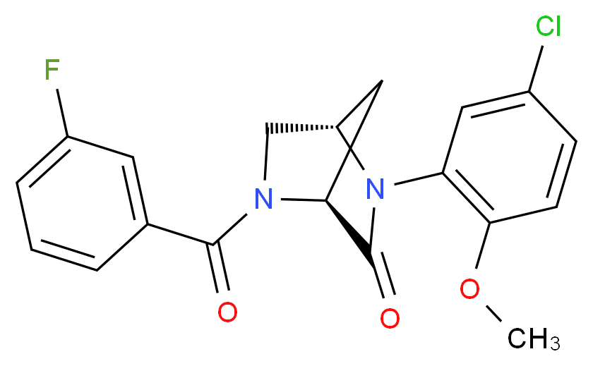 (1S*,4S*)-2-(5-chloro-2-methoxyphenyl)-5-(3-fluorobenzoyl)-2,5-diazabicyclo[2.2.1]heptan-3-one_分子结构_CAS_)