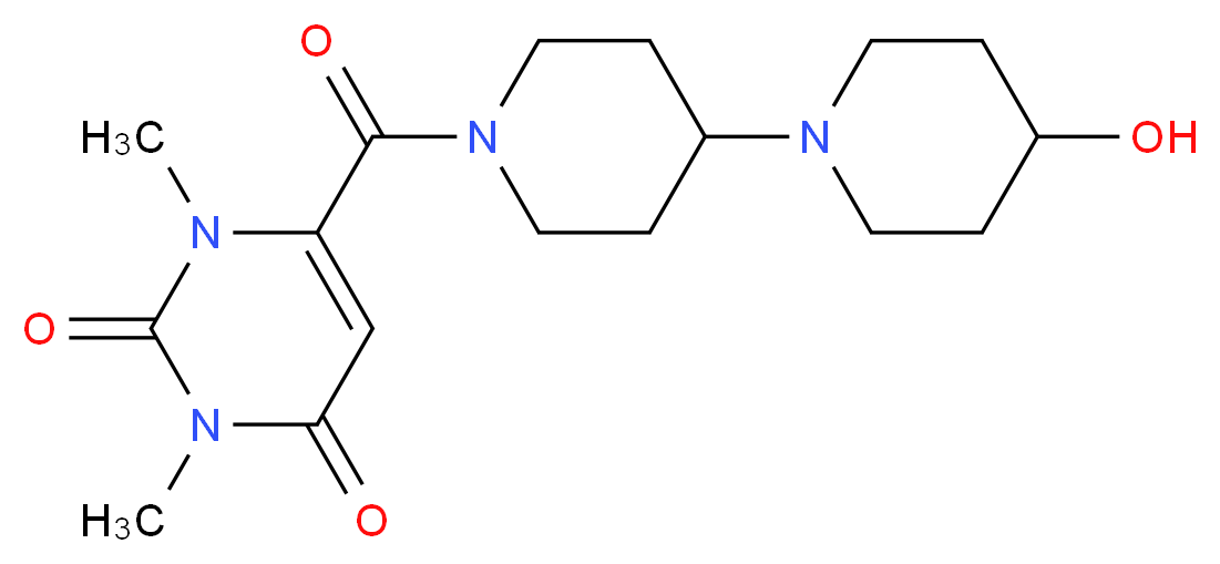 6-[(4-hydroxy-1,4'-bipiperidin-1'-yl)carbonyl]-1,3-dimethyl-2,4(1H,3H)-pyrimidinedione_分子结构_CAS_)
