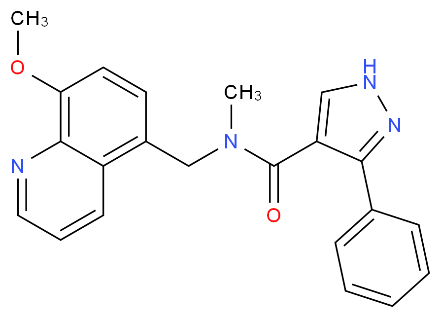 N-[(8-methoxy-5-quinolinyl)methyl]-N-methyl-3-phenyl-1H-pyrazole-4-carboxamide_分子结构_CAS_)
