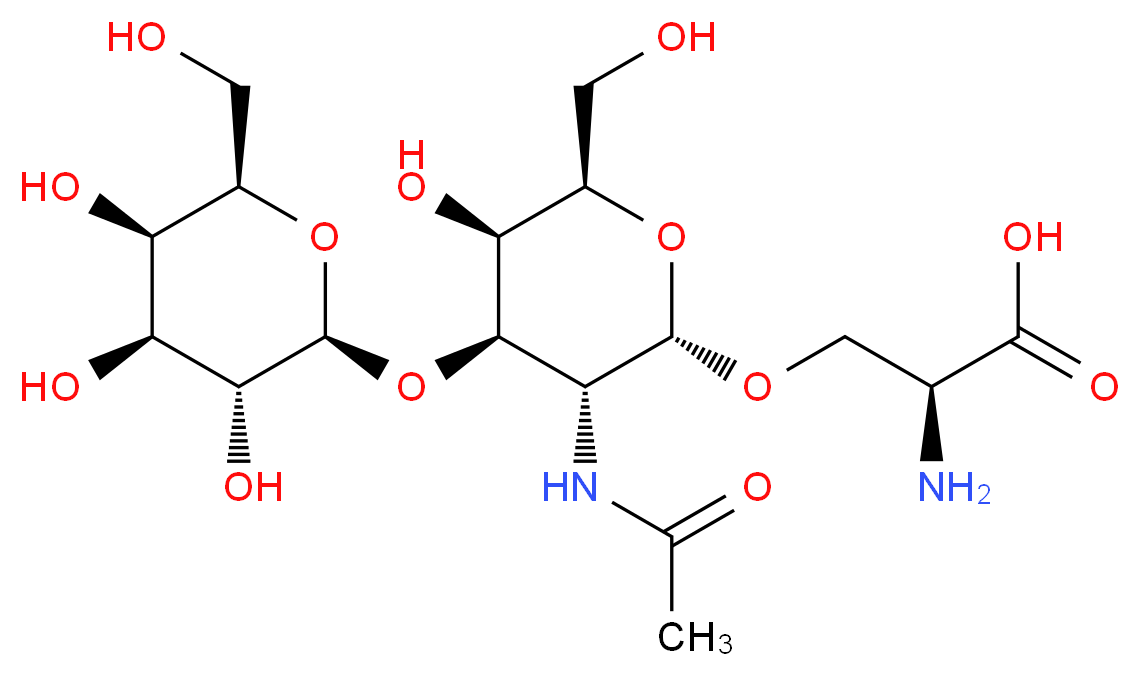 (2S)-2-amino-3-{[(2S,3R,4R,5R,6R)-3-acetamido-5-hydroxy-6-(hydroxymethyl)-4-{[(2R,3R,4S,5R,6R)-3,4,5-trihydroxy-6-(hydroxymethyl)oxan-2-yl]oxy}oxan-2-yl]oxy}propanoic acid_分子结构_CAS_60280-57-1