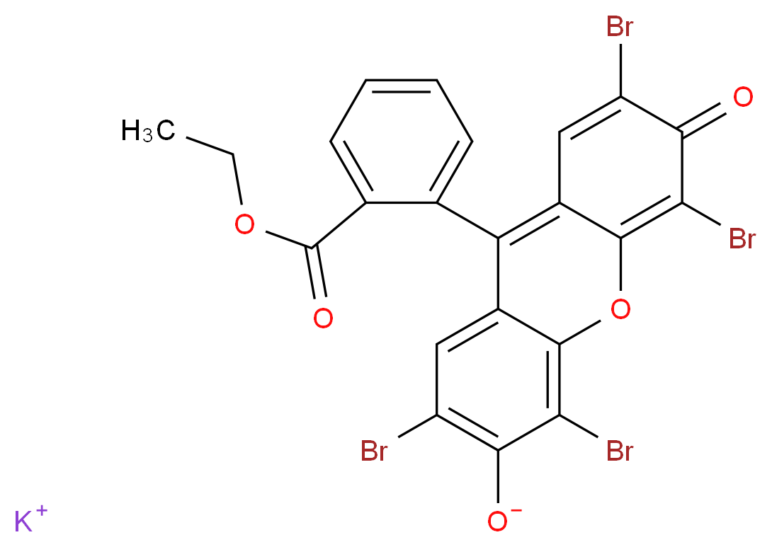 potassium 2,4,5,7-tetrabromo-9-[2-(ethoxycarbonyl)phenyl]-3-oxo-3H-xanthen-6-olate_分子结构_CAS_6359-05-3