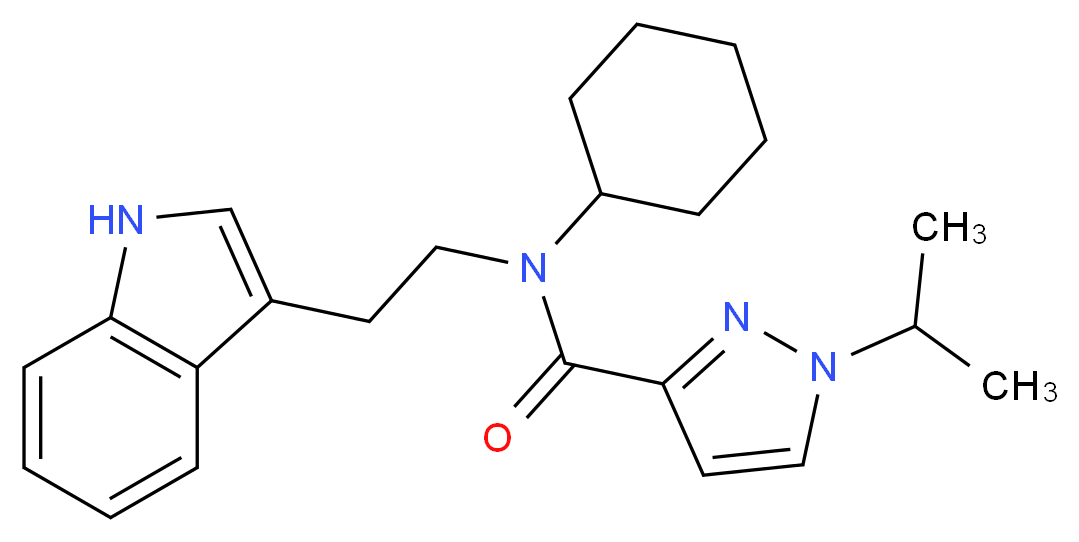 N-cyclohexyl-N-[2-(1H-indol-3-yl)ethyl]-1-isopropyl-1H-pyrazole-3-carboxamide_分子结构_CAS_)