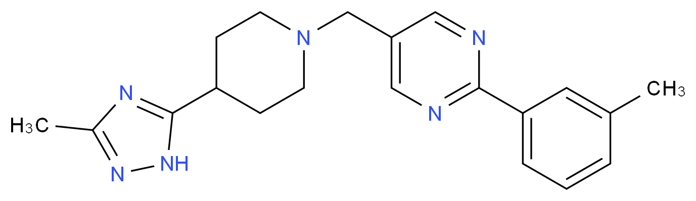 2-(3-methylphenyl)-5-{[4-(3-methyl-1H-1,2,4-triazol-5-yl)piperidin-1-yl]methyl}pyrimidine_分子结构_CAS_)