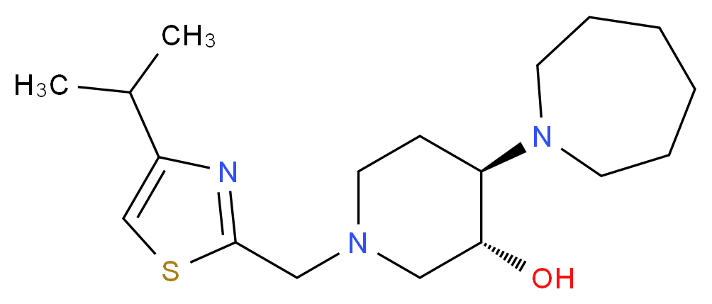 (3R*,4R*)-4-(1-azepanyl)-1-[(4-isopropyl-1,3-thiazol-2-yl)methyl]-3-piperidinol_分子结构_CAS_)