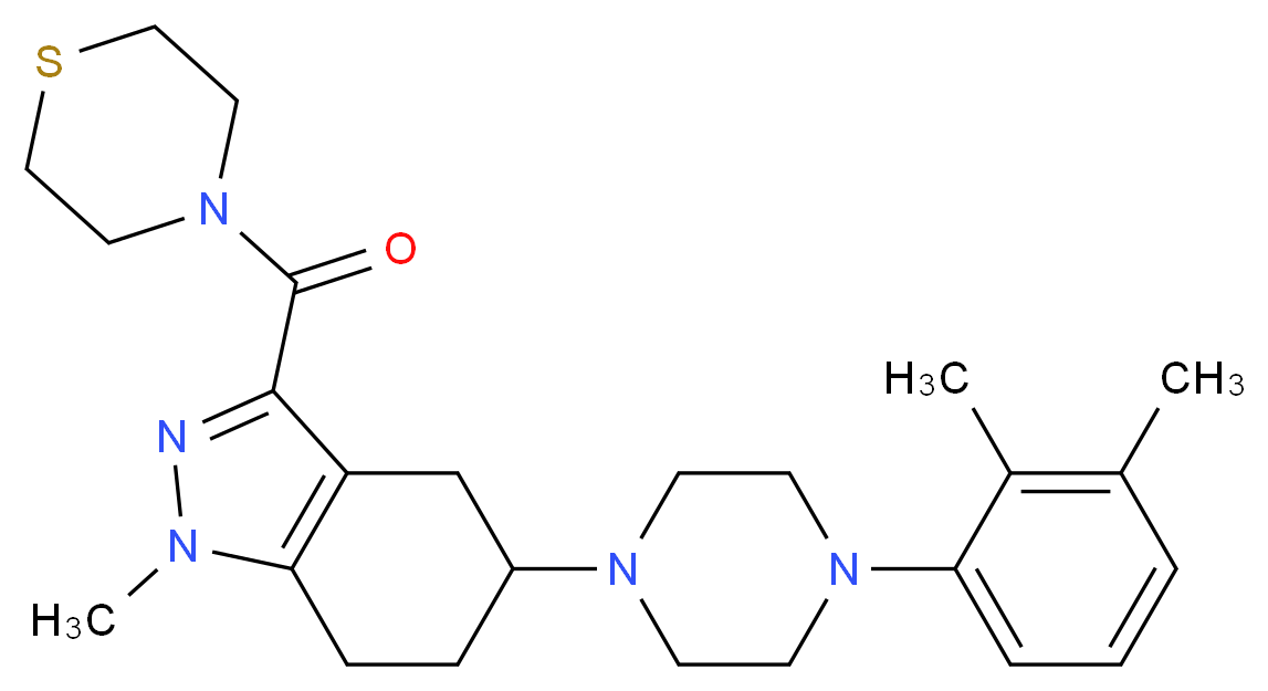 5-[4-(2,3-dimethylphenyl)-1-piperazinyl]-1-methyl-3-(4-thiomorpholinylcarbonyl)-4,5,6,7-tetrahydro-1H-indazole_分子结构_CAS_)