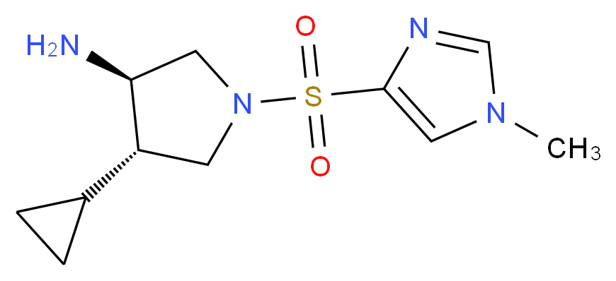 (3R*,4S*)-4-cyclopropyl-1-[(1-methyl-1H-imidazol-4-yl)sulfonyl]pyrrolidin-3-amine_分子结构_CAS_)