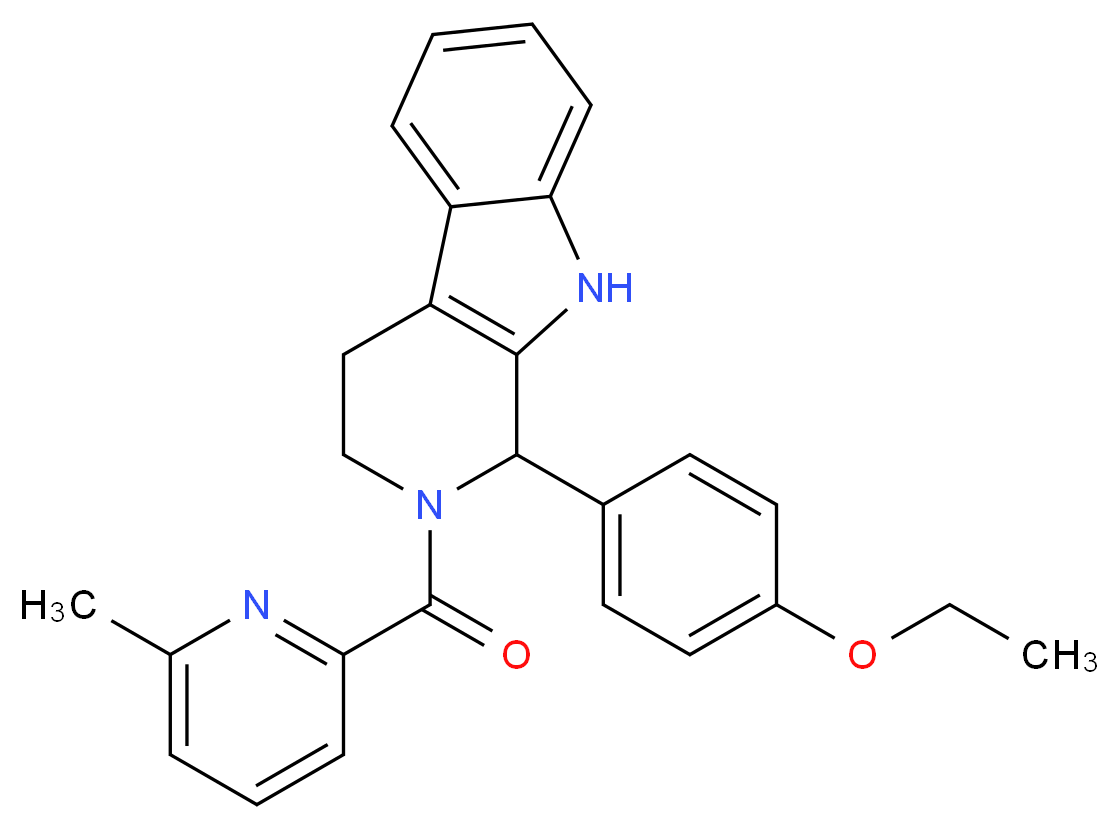 1-(4-ethoxyphenyl)-2-[(6-methyl-2-pyridinyl)carbonyl]-2,3,4,9-tetrahydro-1H-beta-carboline_分子结构_CAS_)