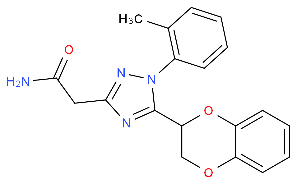 2-[5-(2,3-dihydro-1,4-benzodioxin-2-yl)-1-(2-methylphenyl)-1H-1,2,4-triazol-3-yl]acetamide_分子结构_CAS_)