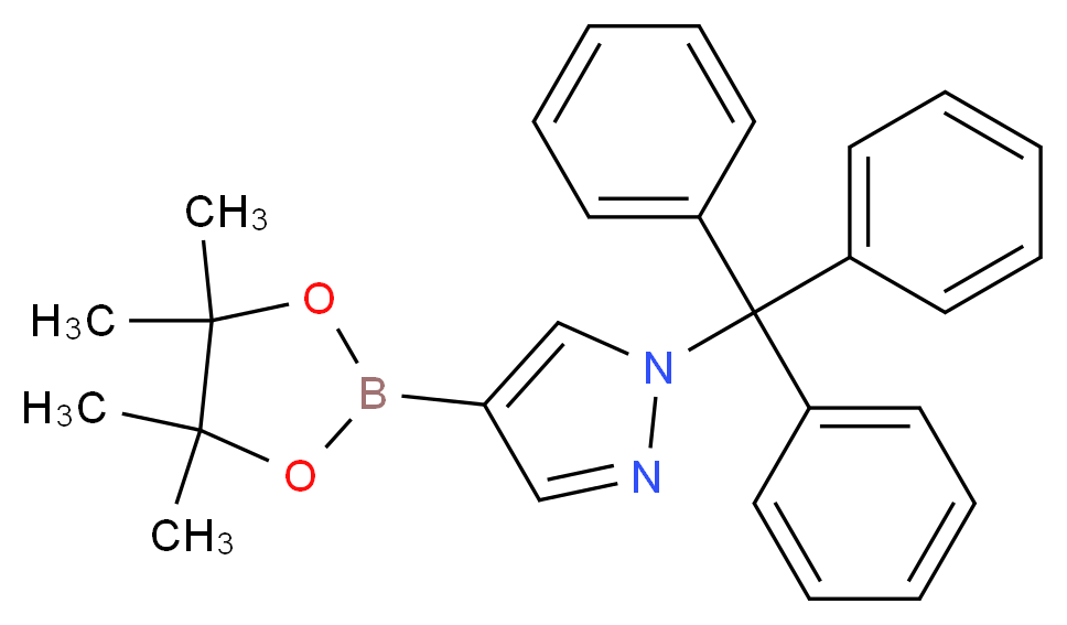 4-(4,4,5,5-Tetramethyl-[1,3,2]dioxaborolan-2-yl)-1-trityl-1H-pyrazole_分子结构_CAS_863238-73-7)