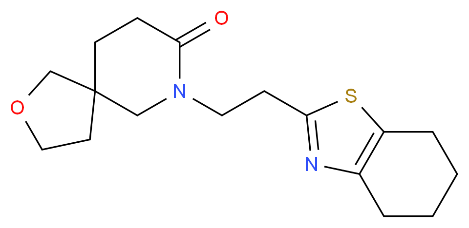 7-[2-(4,5,6,7-tetrahydro-1,3-benzothiazol-2-yl)ethyl]-2-oxa-7-azaspiro[4.5]decan-8-one_分子结构_CAS_)
