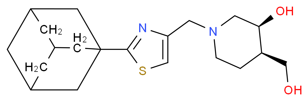 (3S*,4R*)-1-{[2-(1-adamantyl)-1,3-thiazol-4-yl]methyl}-4-(hydroxymethyl)-3-piperidinol_分子结构_CAS_)