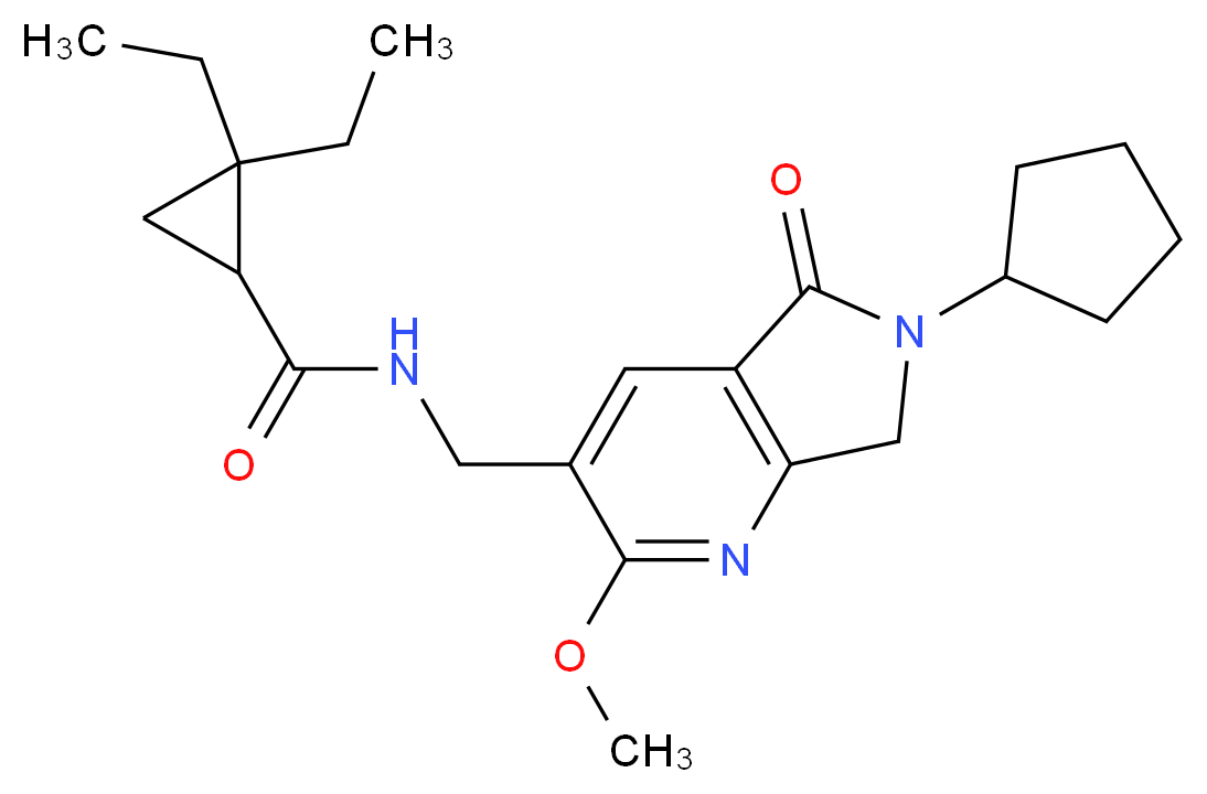 N-[(6-cyclopentyl-2-methoxy-5-oxo-6,7-dihydro-5H-pyrrolo[3,4-b]pyridin-3-yl)methyl]-2,2-diethylcyclopropanecarboxamide_分子结构_CAS_)