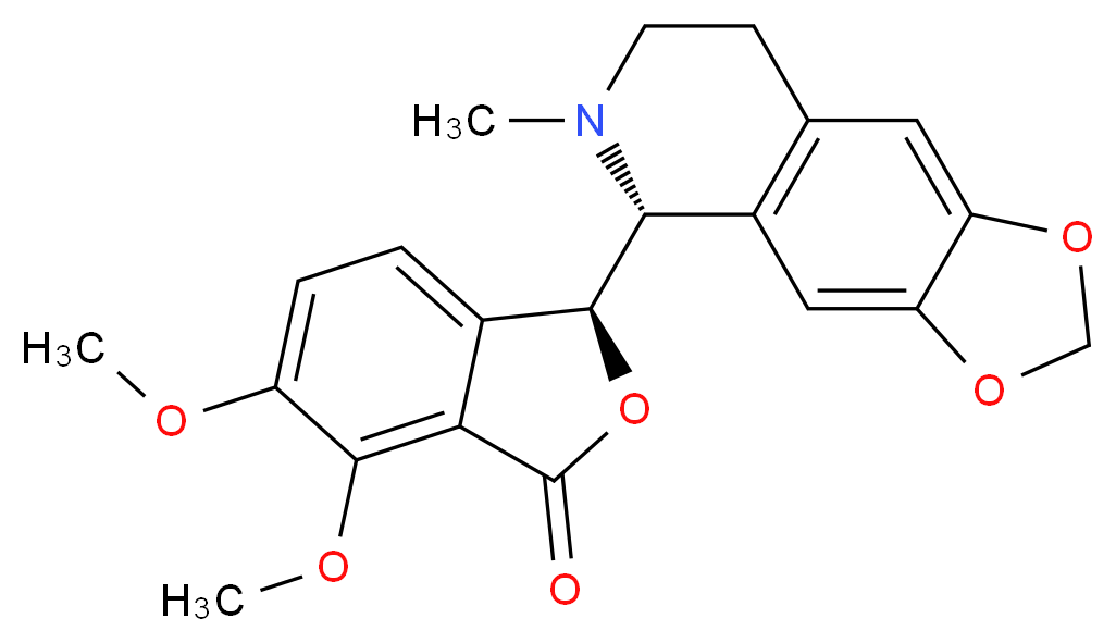 (3S)-6,7-dimethoxy-3-[(5R)-6-methyl-2H,5H,6H,7H,8H-[1,3]dioxolo[4,5-g]isoquinolin-5-yl]-1,3-dihydro-2-benzofuran-1-one_分子结构_CAS_118-08-1