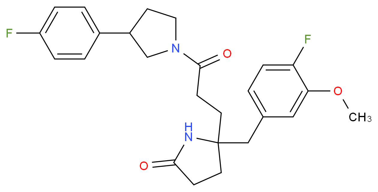 5-(4-fluoro-3-methoxybenzyl)-5-{3-[3-(4-fluorophenyl)-1-pyrrolidinyl]-3-oxopropyl}-2-pyrrolidinone_分子结构_CAS_)