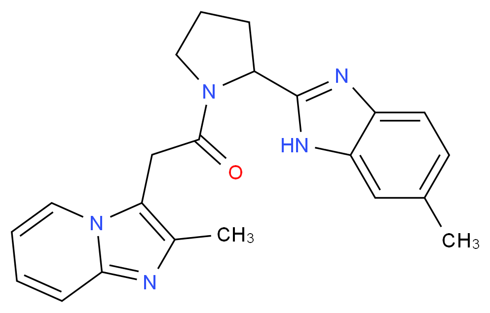 6-methyl-2-{1-[(2-methylimidazo[1,2-a]pyridin-3-yl)acetyl]-2-pyrrolidinyl}-1H-benzimidazole_分子结构_CAS_)