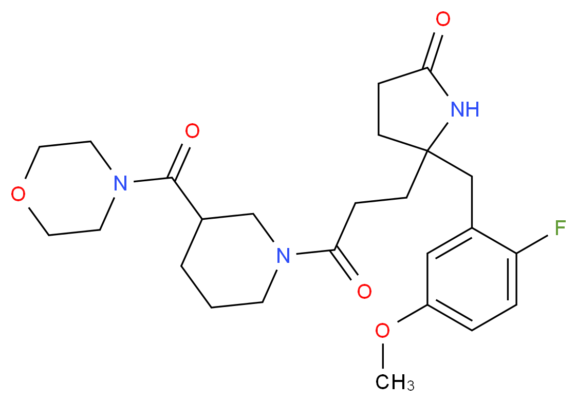 5-(2-fluoro-5-methoxybenzyl)-5-{3-[3-(4-morpholinylcarbonyl)-1-piperidinyl]-3-oxopropyl}-2-pyrrolidinone_分子结构_CAS_)