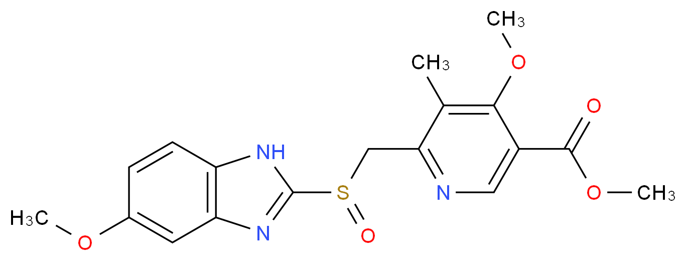 methyl 4-methoxy-6-{[(5-methoxy-1H-1,3-benzodiazol-2-yl)sulfinyl]methyl}-5-methylpyridine-3-carboxylate_分子结构_CAS_120003-83-0