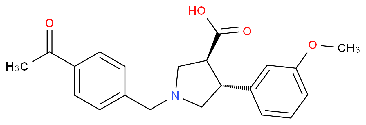 (3S*,4R*)-1-(4-acetylbenzyl)-4-(3-methoxyphenyl)pyrrolidine-3-carboxylic acid_分子结构_CAS_)