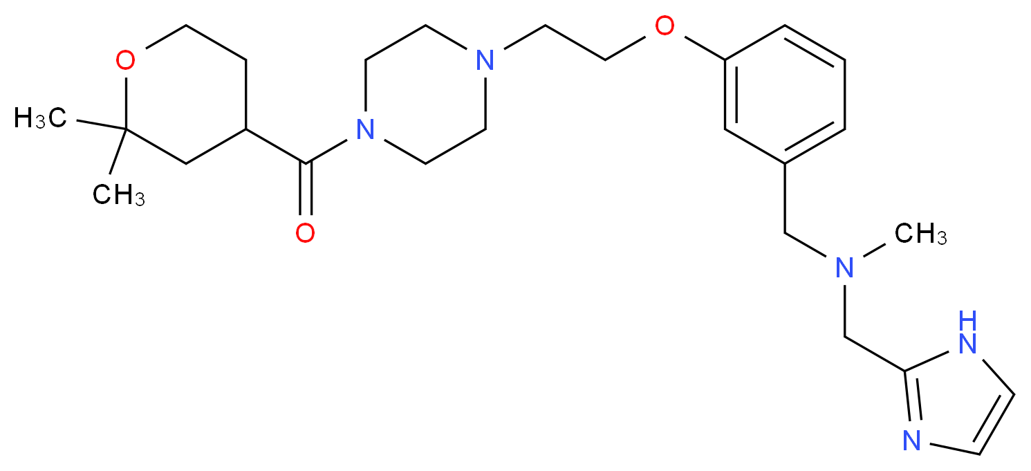 1-[3-(2-{4-[(2,2-dimethyltetrahydro-2H-pyran-4-yl)carbonyl]-1-piperazinyl}ethoxy)phenyl]-N-(1H-imidazol-2-ylmethyl)-N-methylmethanamine_分子结构_CAS_)