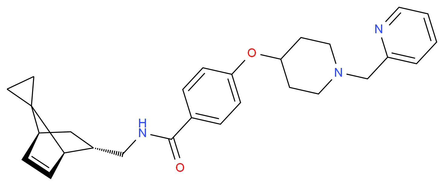 4-{[1-(2-pyridinylmethyl)-4-piperidinyl]oxy}-N-[(1R*,2S*,4S*)-spiro[bicyclo[2.2.1]heptane-7,1'-cyclopropane]-5-en-2-ylmethyl]benzamide_分子结构_CAS_)